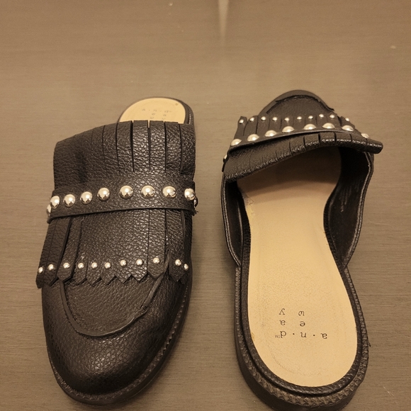 a new day Shoes - Black Studded Loafers